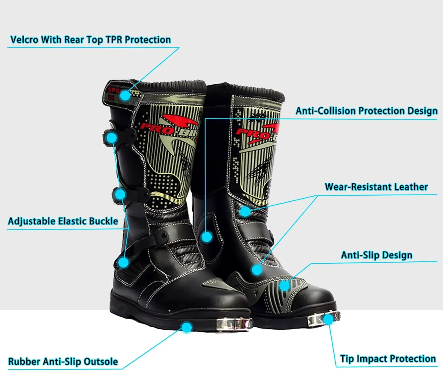 1Storm Men's Motorcycle Motocross Boots MX ATV Dirt Bike Rider Long High Racing Red Boots B1007 US 10