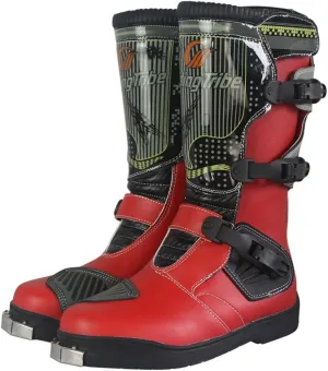 1Storm Men's Motorcycle Motocross Boots MX ATV Dirt Bike Rider Long High Racing Red Boots B1007 US 10