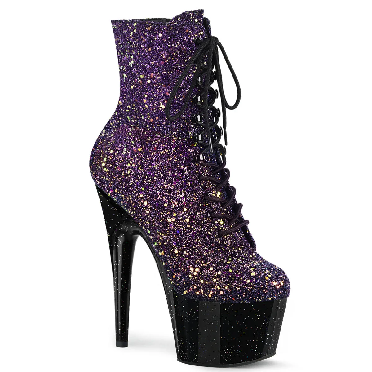 ADORE-1020OMBG Pleaser Purple Multi Glitter/Black Sexy Platform Shoes (Pole Dancing Heels)