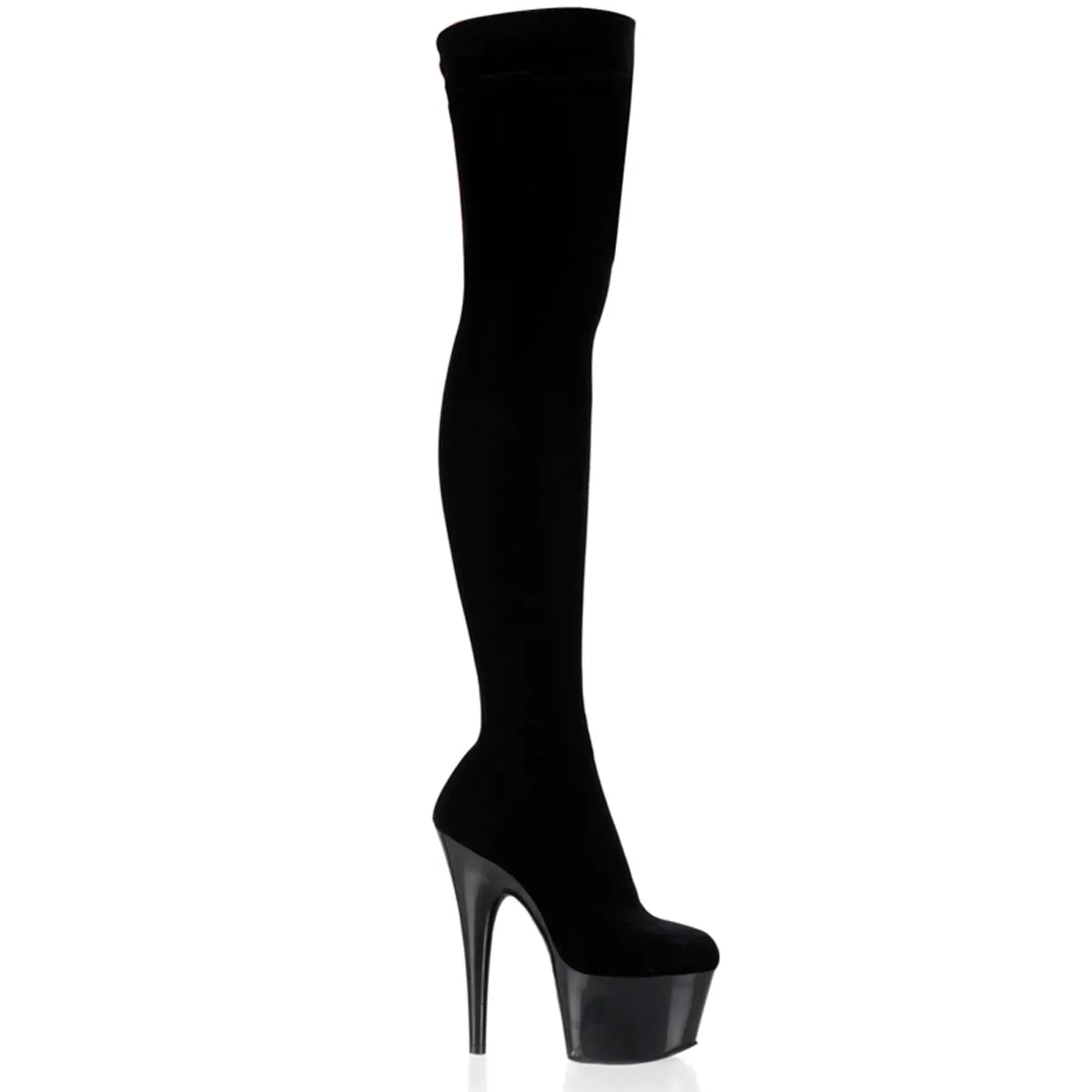 ADORE-3002 Pleaser Black Velvet Sexy Platform Shoes (Pole Dancing Heels)