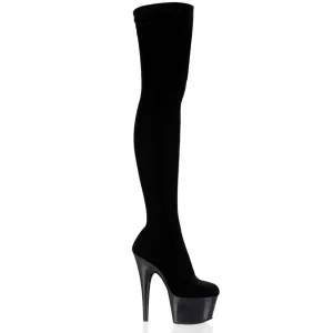 ADORE-3002 Pleaser Black Velvet Sexy Platform Shoes (Pole Dancing Heels)