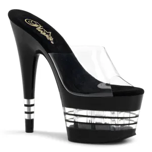 ADORE-701LN Pleaser Clear/Black Sexy Platform Shoes (Pole Dancing Heels)