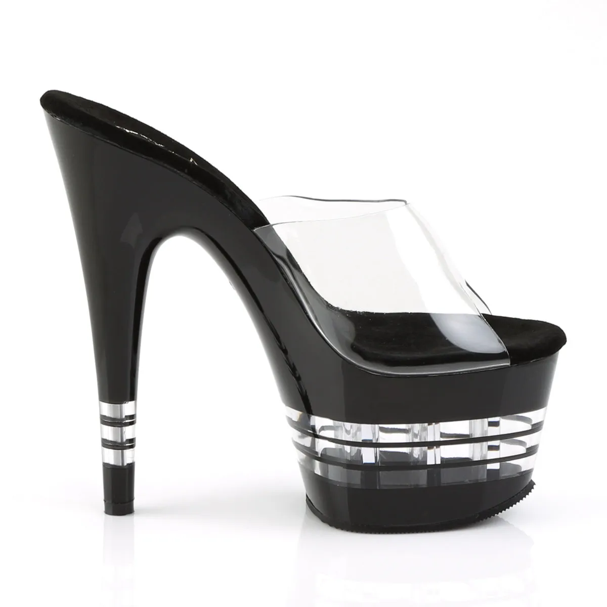 ADORE-701LN Pleaser Clear/Black Sexy Platform Shoes (Pole Dancing Heels)