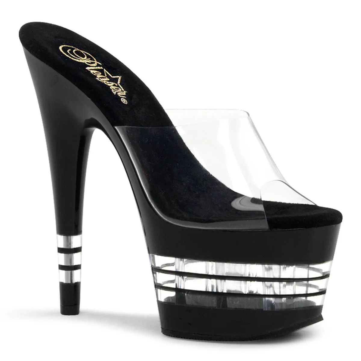 ADORE-701LN Pleaser Clear/Black Sexy Platform Shoes (Pole Dancing Heels)
