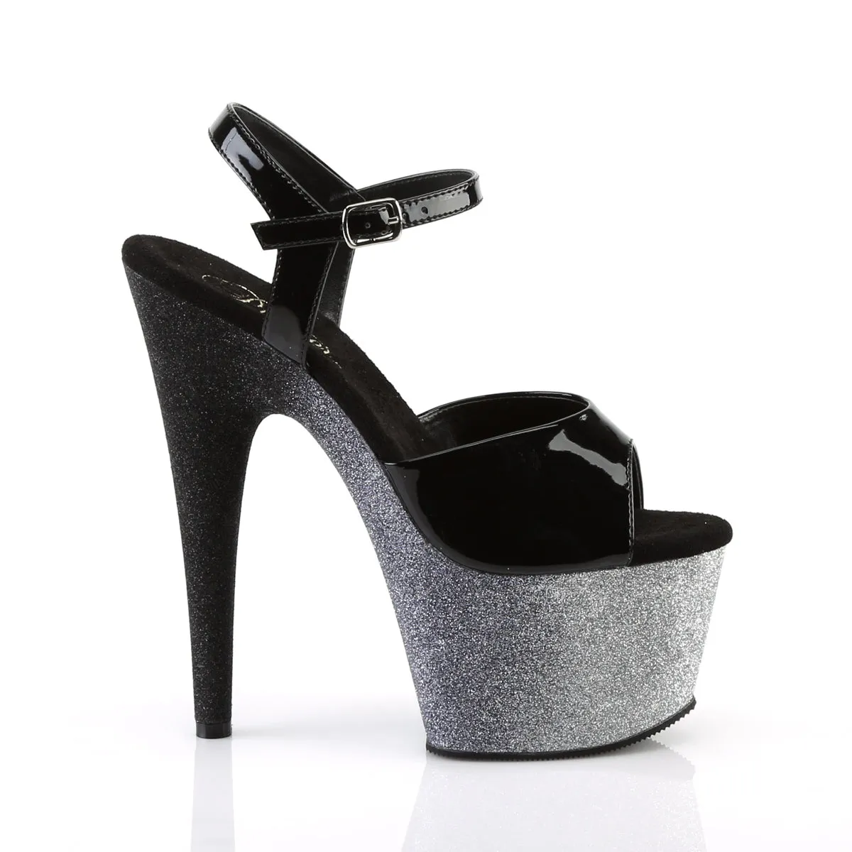 ADORE-709OMBRE Pleaser Black/Silver Sexy Platform Shoes (Pole Dancing Heels)