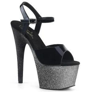 ADORE-709OMBRE Pleaser Black/Silver Sexy Platform Shoes (Pole Dancing Heels)