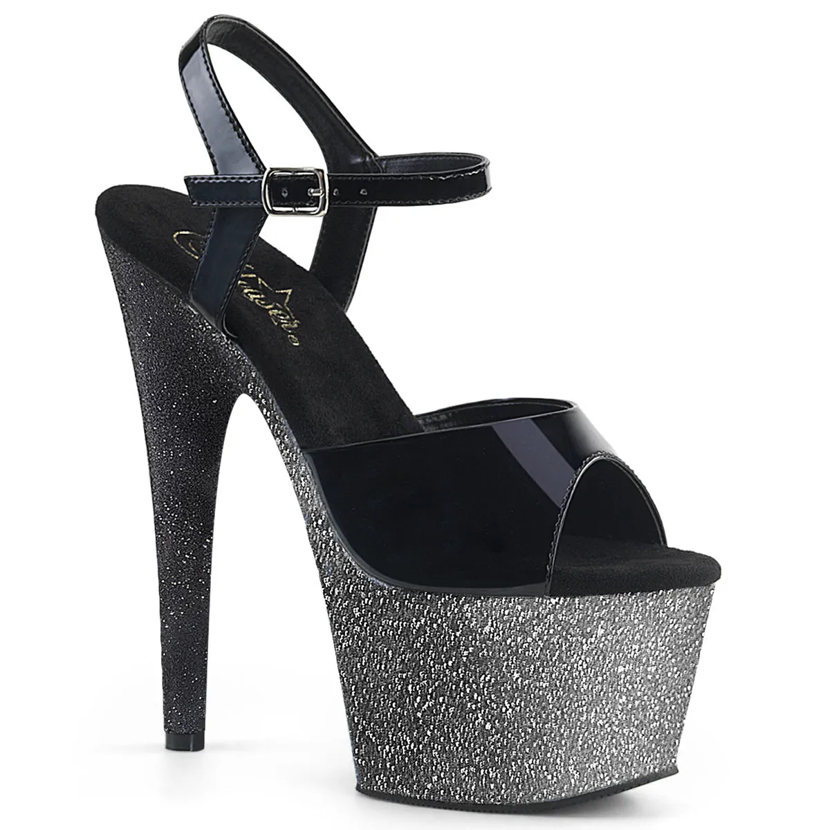 ADORE-709OMBRE Pleaser Black/Silver Sexy Platform Shoes (Pole Dancing Heels)