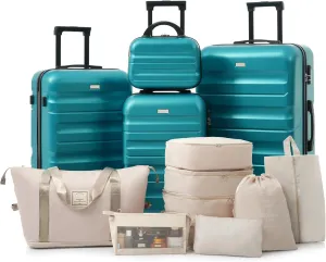 Anwick Hardshell ABS Luggage Set - Lightweight Hardside Rolling Suitcases with Dual Spinner Wheels, Luggage Expandable Suitcase with TSA Lock for Family Travel & Business (Inky Blue)