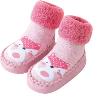 Baby Sock Shoes Autumn and Winter Cute Children Toddler Shoes Blat Bottom Non Slip Socks Shoes Warm and White Shoes