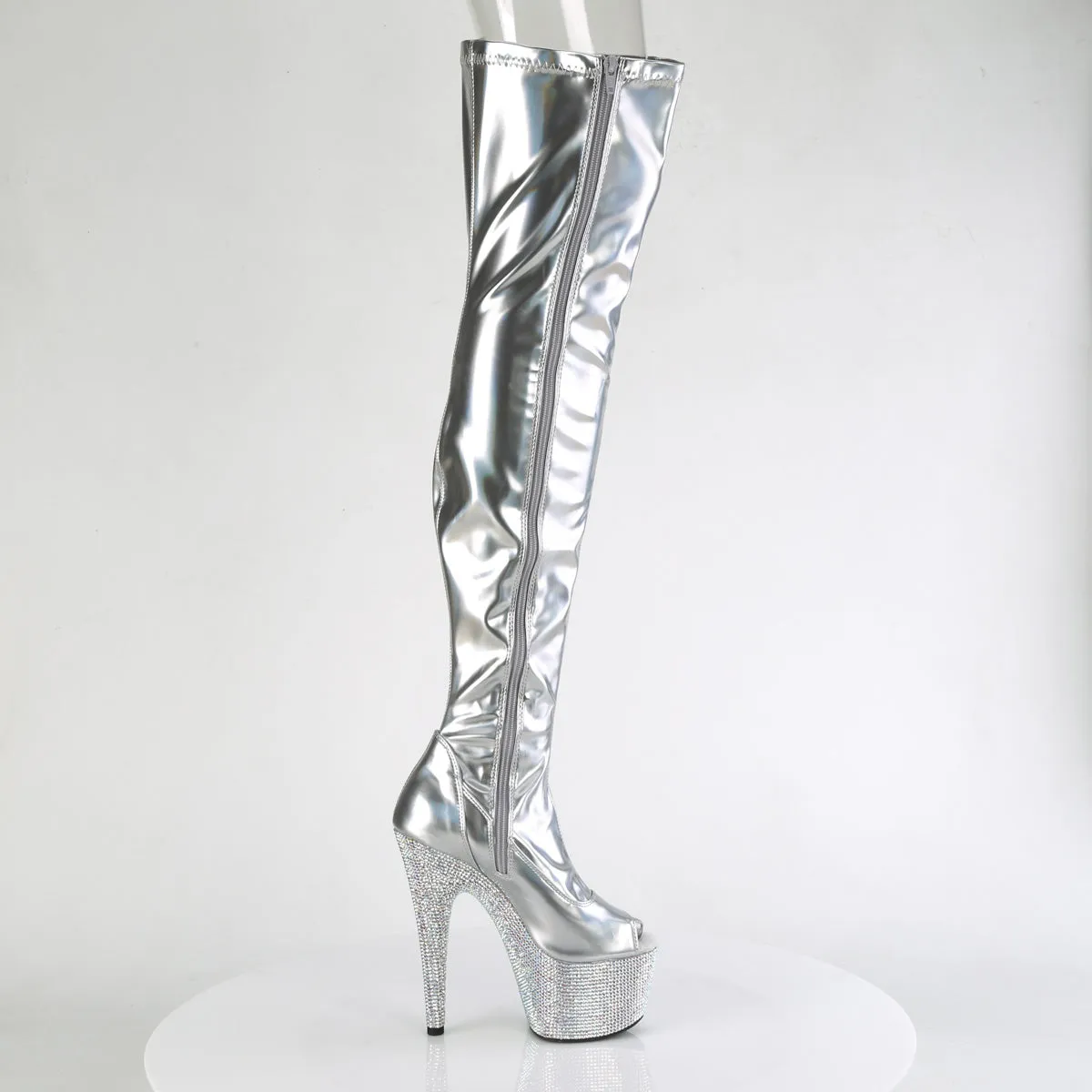 BEJEWELED-3011-7 Pleaser Silver Sexy Platform Shoes (Pole Dancing Heels)