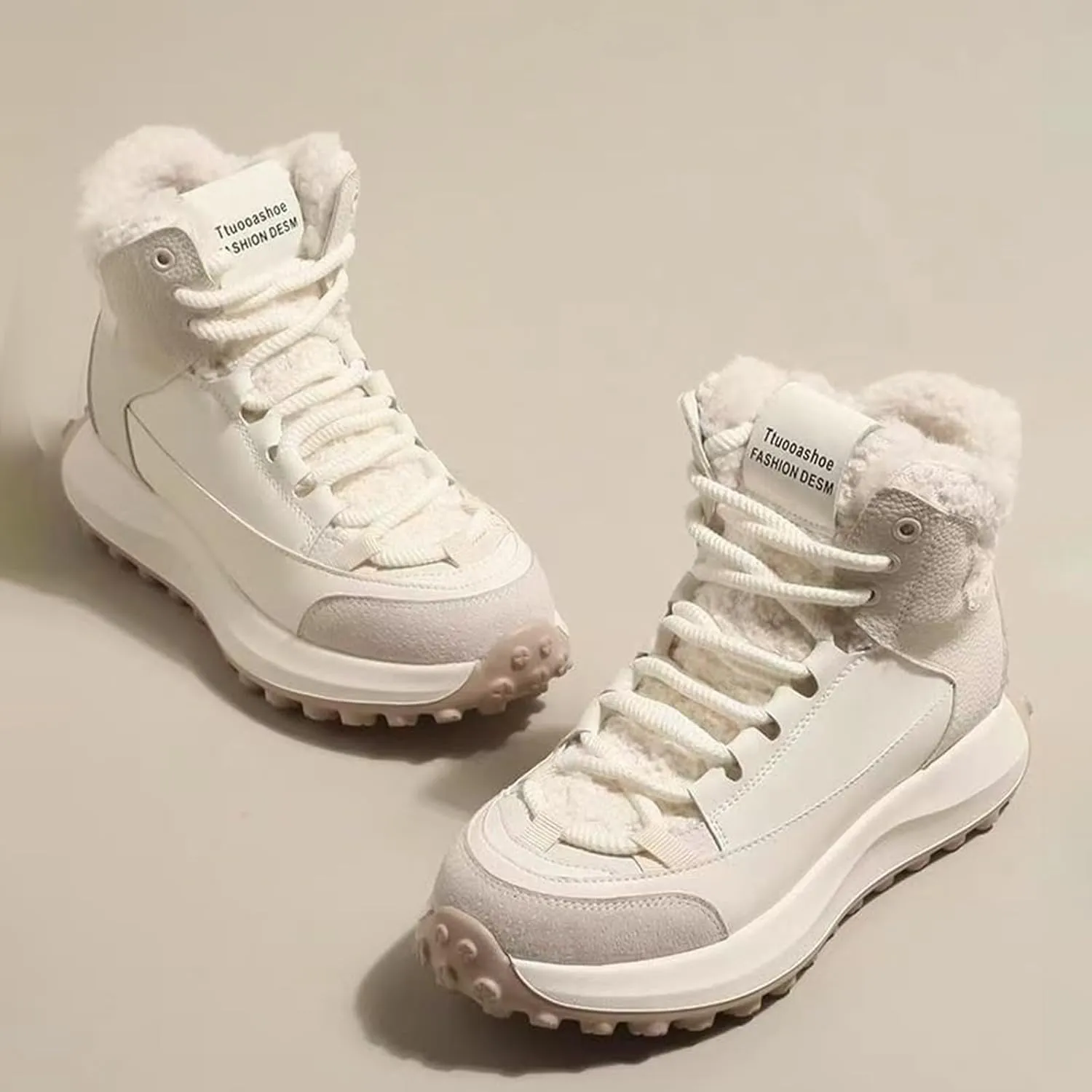 Big Kids Winter Fuzzy Lined Snow Boots High Top Warm Insulated Faux Fr Lined aterproof Girls Rain Boots with Bows