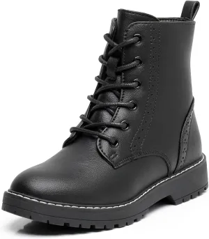 Blikcon Kids Girls Combat Ankle Boots Lace up Inner Zipper Fashion Booties (Little Kid/Big Kid)??