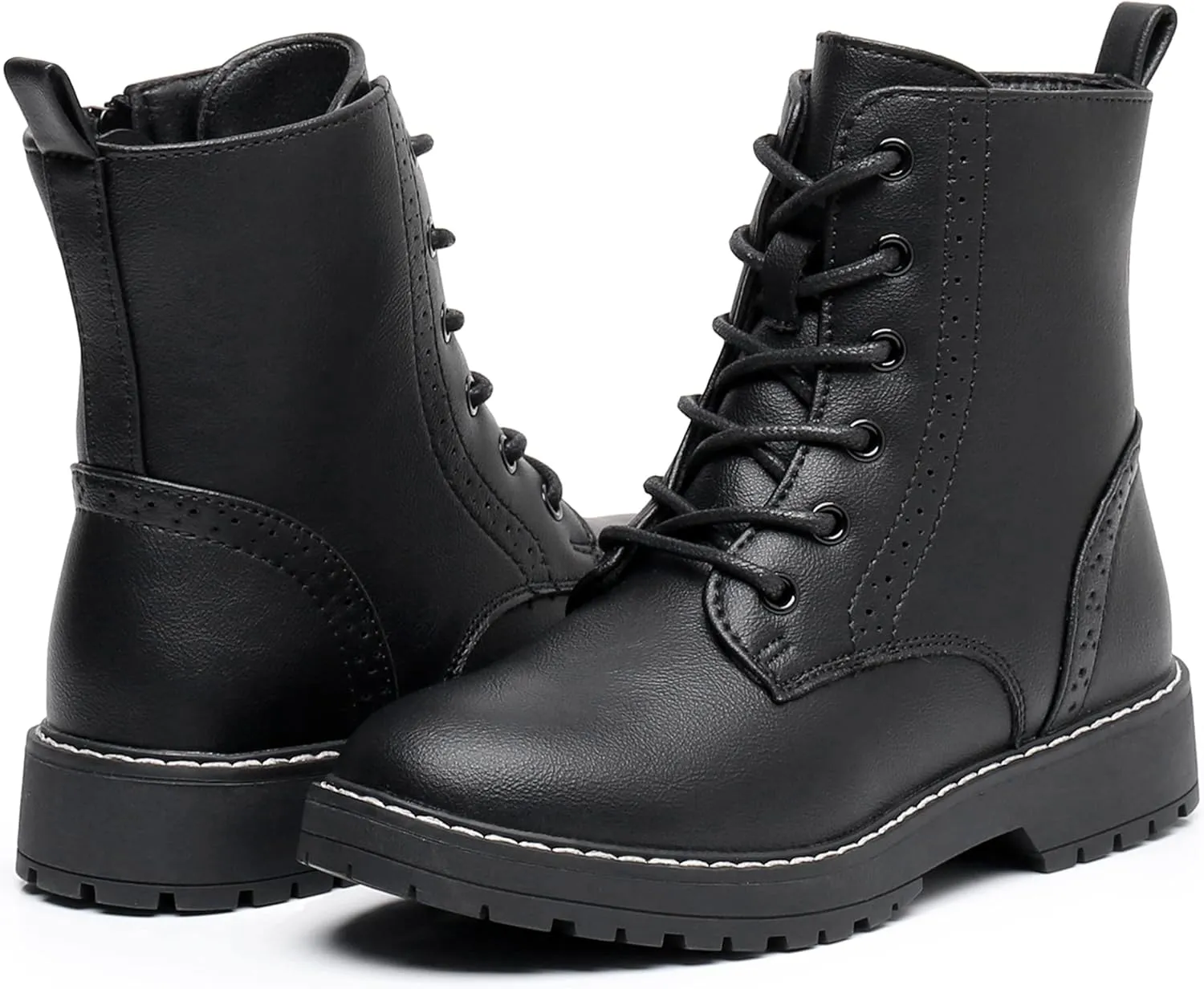 Blikcon Kids Girls Combat Ankle Boots Lace up Inner Zipper Fashion Booties (Little Kid/Big Kid)??