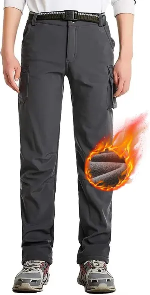 Boy's Hiking Pants Girl's Fleece Lined Waterproof Windproof Softshell Winter Warm Outdoor Snow Ski Pants