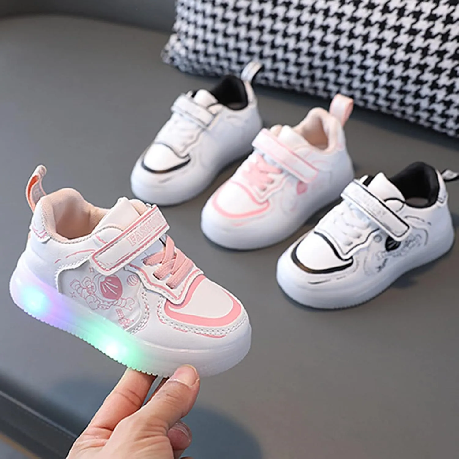 Boys Non Lace Sneakers Glitter Breathable Ankle Sport Shoes Toddler Outdoor Running First Walking Shoes Comfy Casual