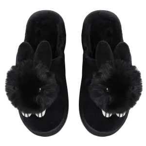 Brauch Women's Black Cute Rabbit Winter Slippers