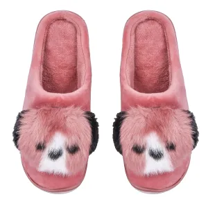 Brauch Women's Pink Cute Dog Winter Slippers