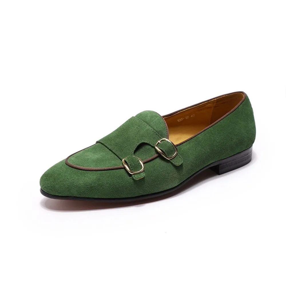 British velvet loafers men's pointed casual leather shoes