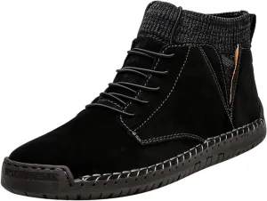 Brown Vintage Hiking Shoes for Men Fashion Lace up Dress Boot Motorcycle Walking Boots Casual Outdoor Shoe