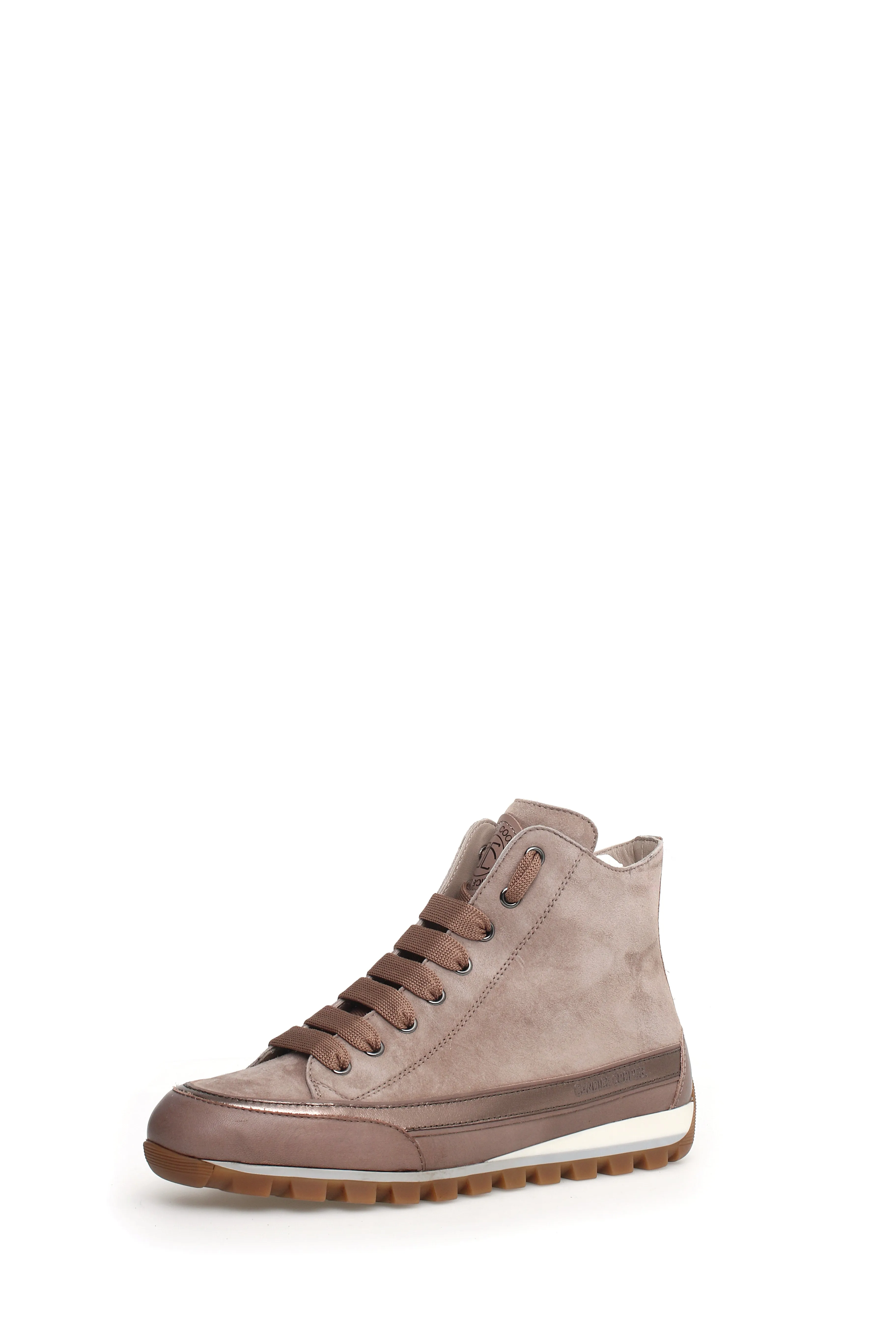 Candice Cooper Janis Strip I Leather   Velour High Top Sneakers | Taupe