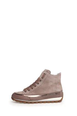 Candice Cooper Janis Strip I Leather   Velour High Top Sneakers | Taupe