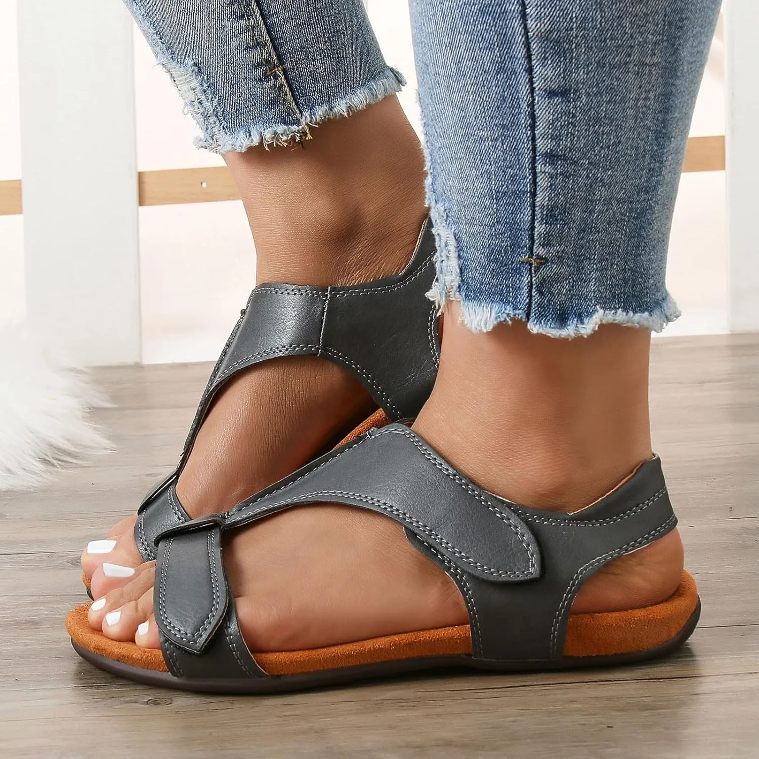 Cathalem Orthotic Sandals for Women, 2024 Womens Arch Support Flat Sandals Flat Arch Massage Casual Beach Sandals