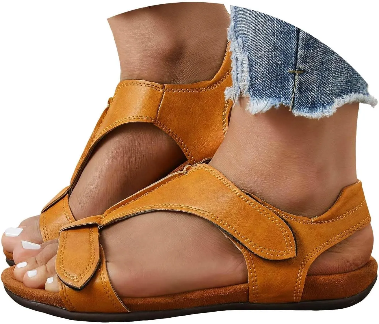 Cathalem Sandals for Women 2024,Womens Arch Support Flat Sandals Walking Sandals Women Comfort Flat Arch Casual Beach Sandals