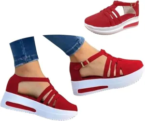 Closed Toe Sandals for Women 2025 Dressy Summer Comfortable Platform Wedge Sandals Ankle Strap Slip On Sandal with Arch Support Casual Hollow Out Sandal Dress Walking Shoes