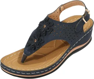 cooki Womens Sandals Comfortable Dressy Orthopedic Sandals for Women Thong T-Strap Casual Summer Arch Support Beach Sandals