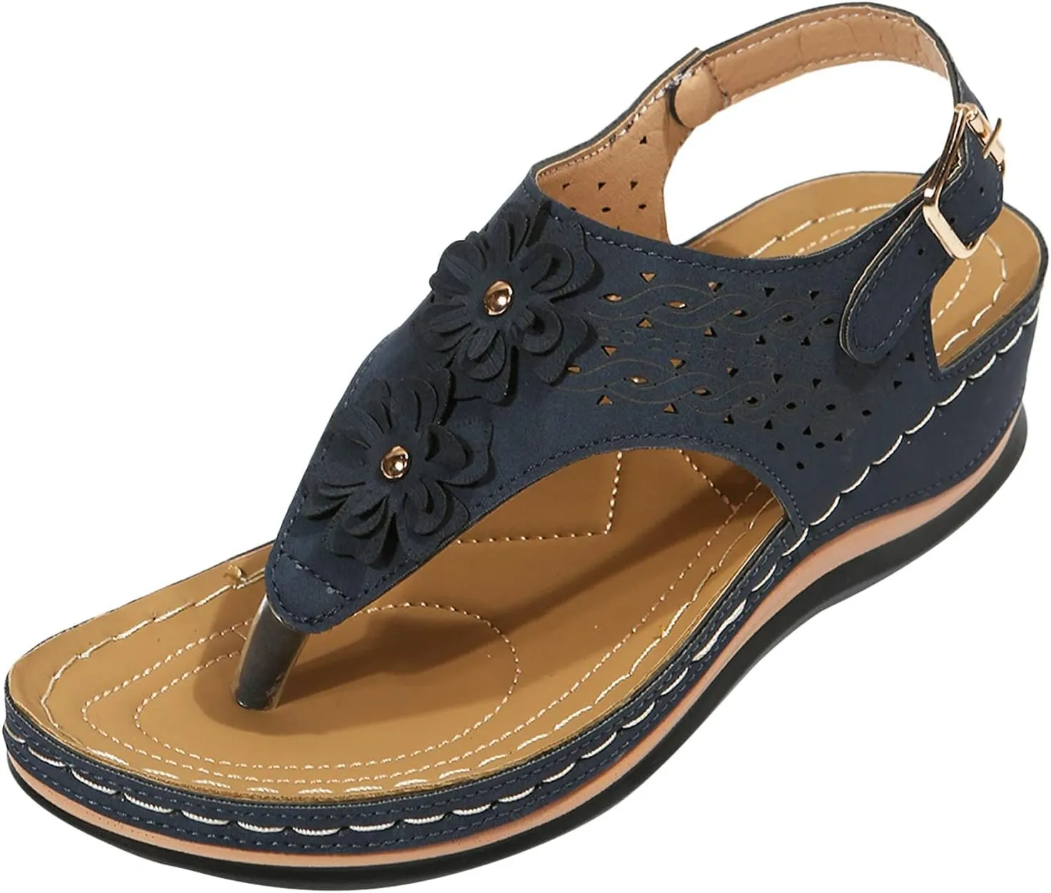 cooki Womens Sandals Comfortable Dressy Orthopedic Sandals for Women Thong T-Strap Casual Summer Arch Support Beach Sandals