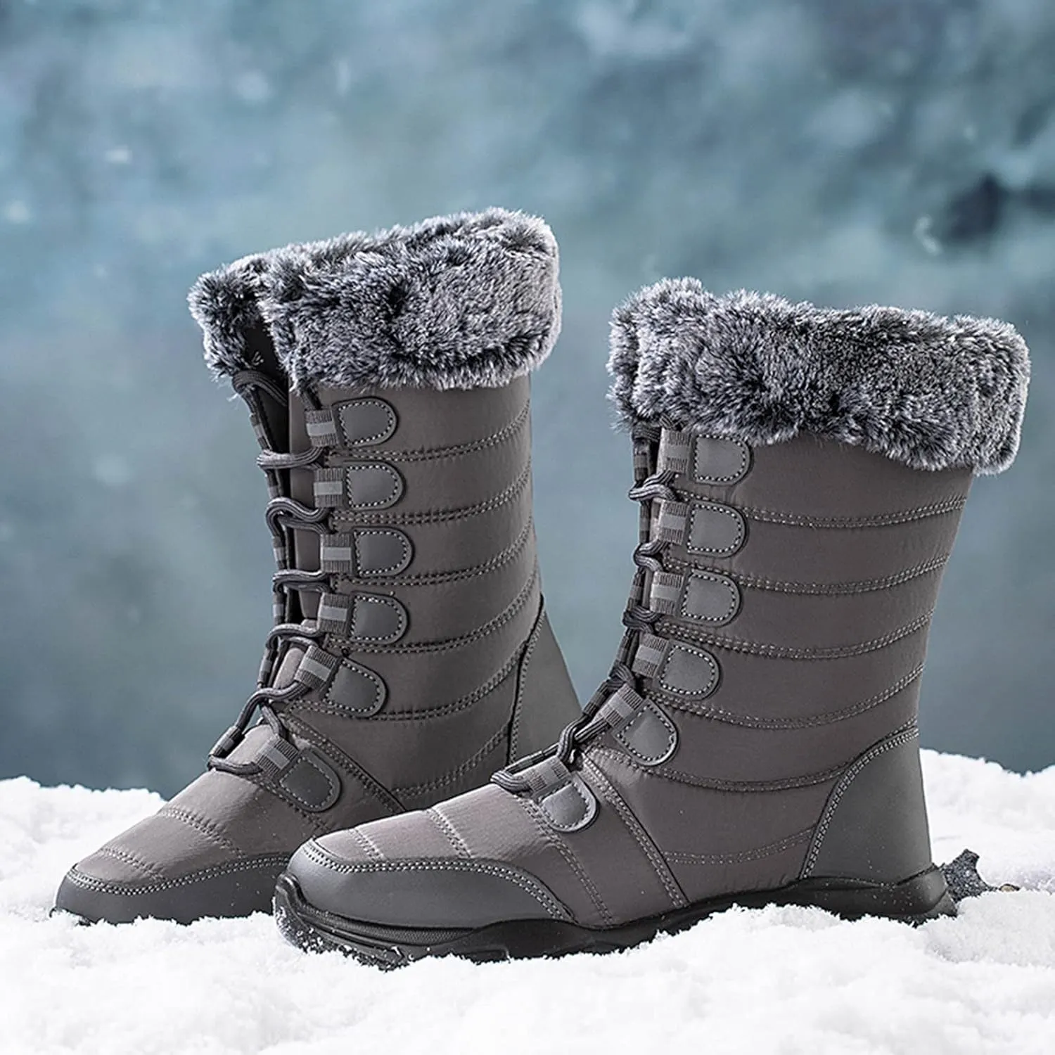 Cute Winter Boots for Women Fashion Snow Boots Waterproof Women Womens Winter Boots Size 9 Wide Fashion Women Boots Winter Waterproof Outdoor Hiking Shoes Botas Nieve Trabajo