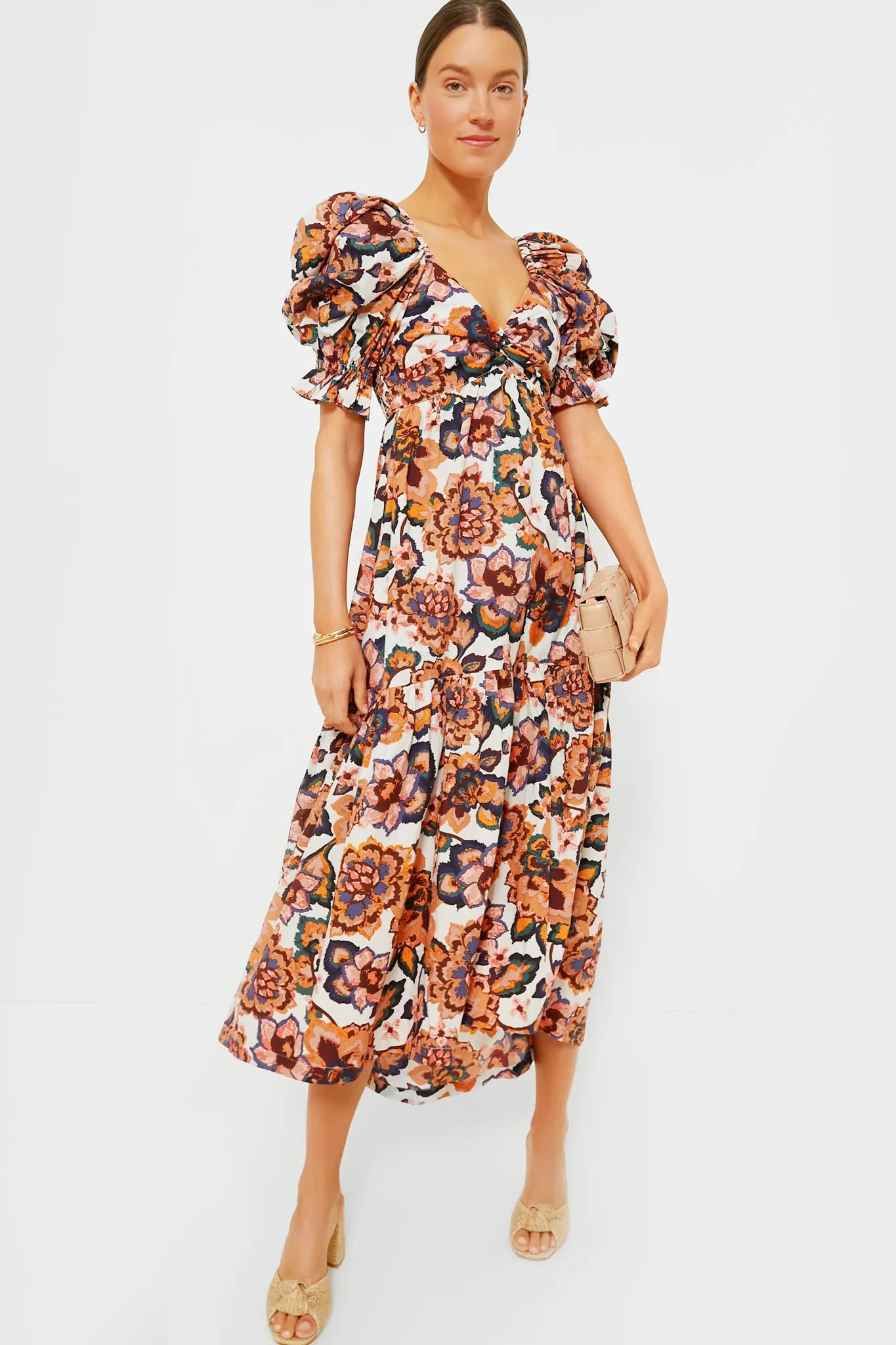 Desert Floral Print Jewel Ankle Dress