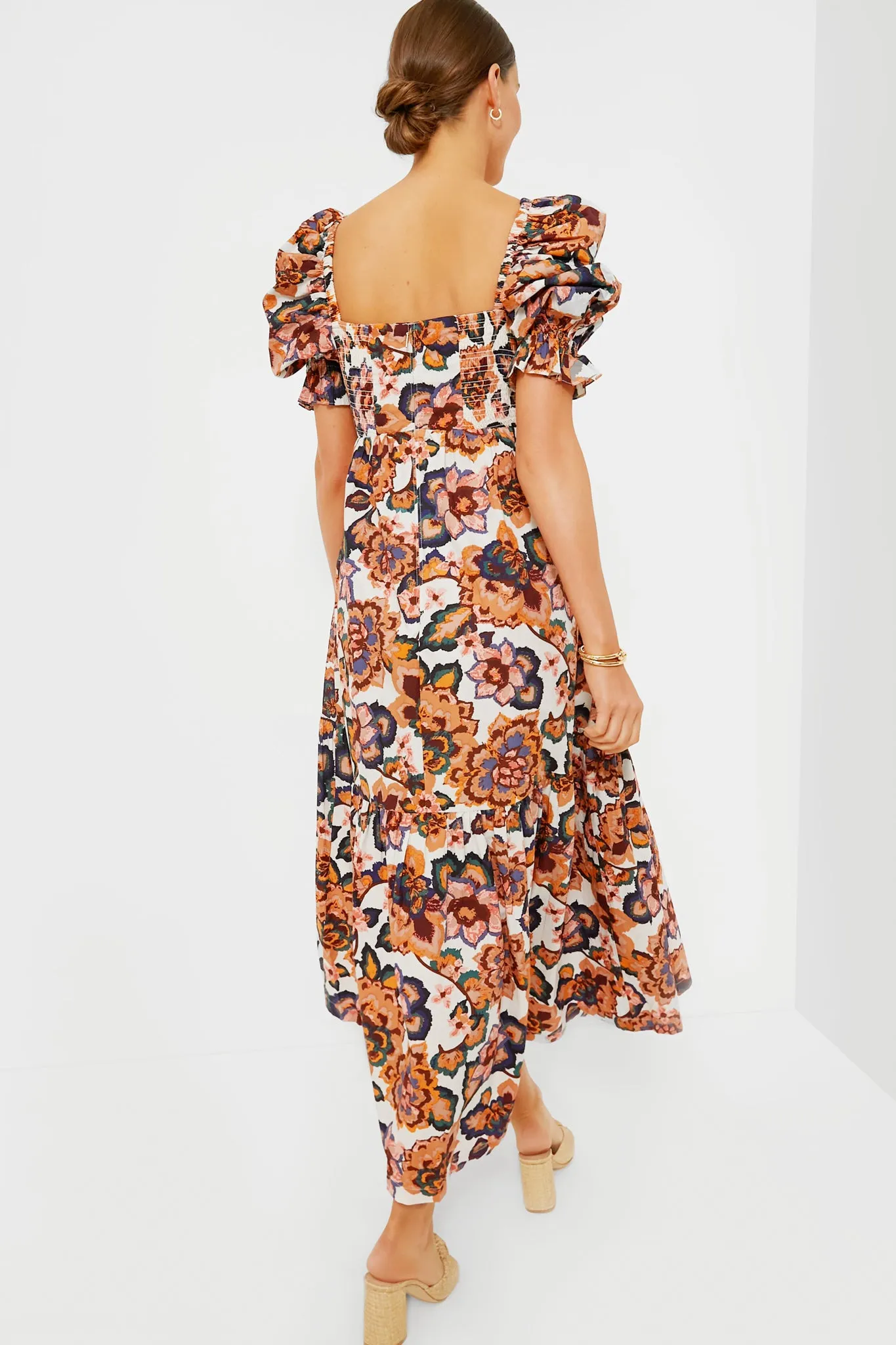 Desert Floral Print Jewel Ankle Dress