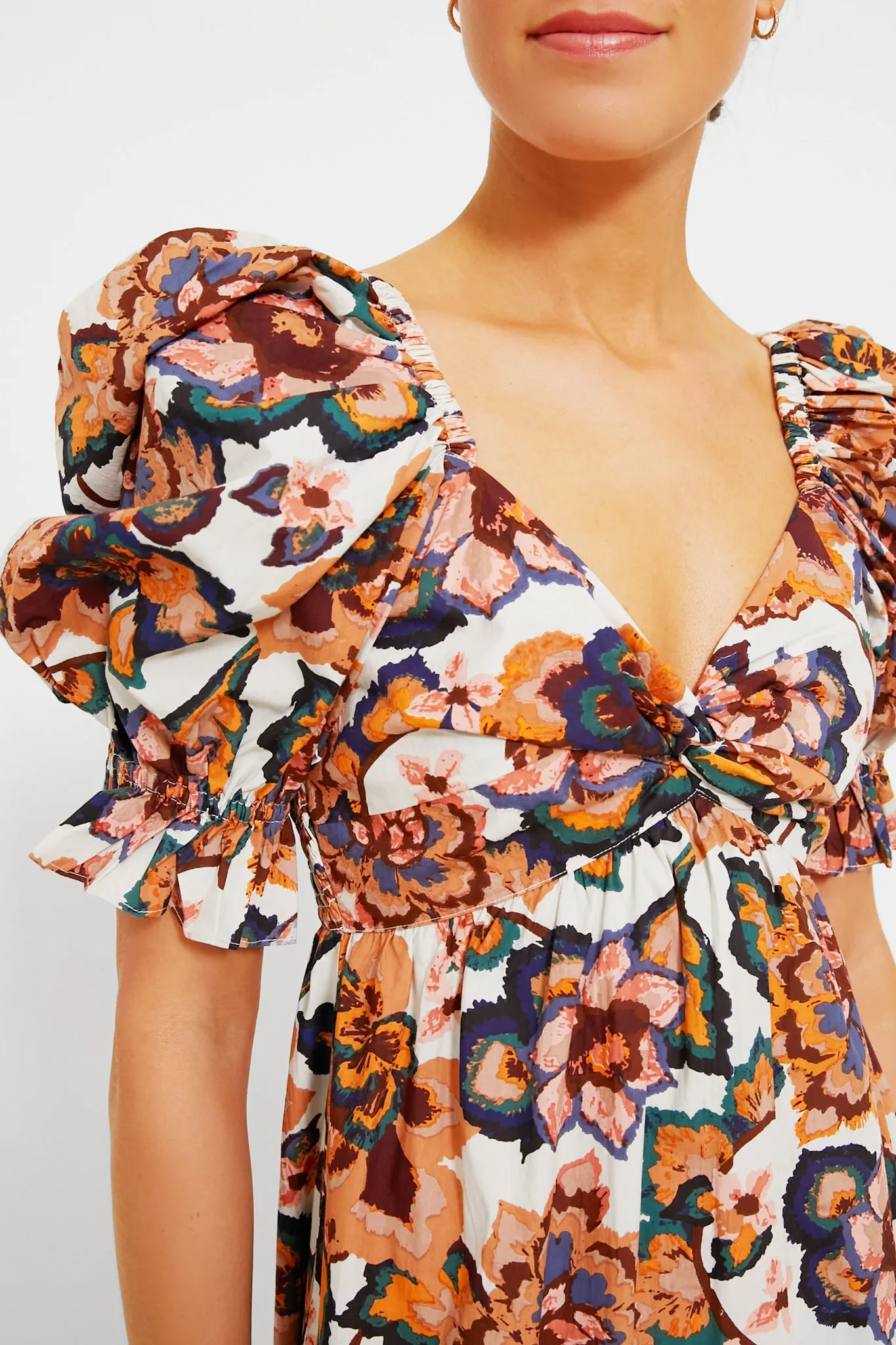 Desert Floral Print Jewel Ankle Dress