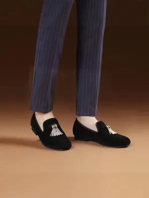 European and American style men's slip-on velvet slip-ons, handmade rhinestone tassels, trendy classic formal wedding loafers