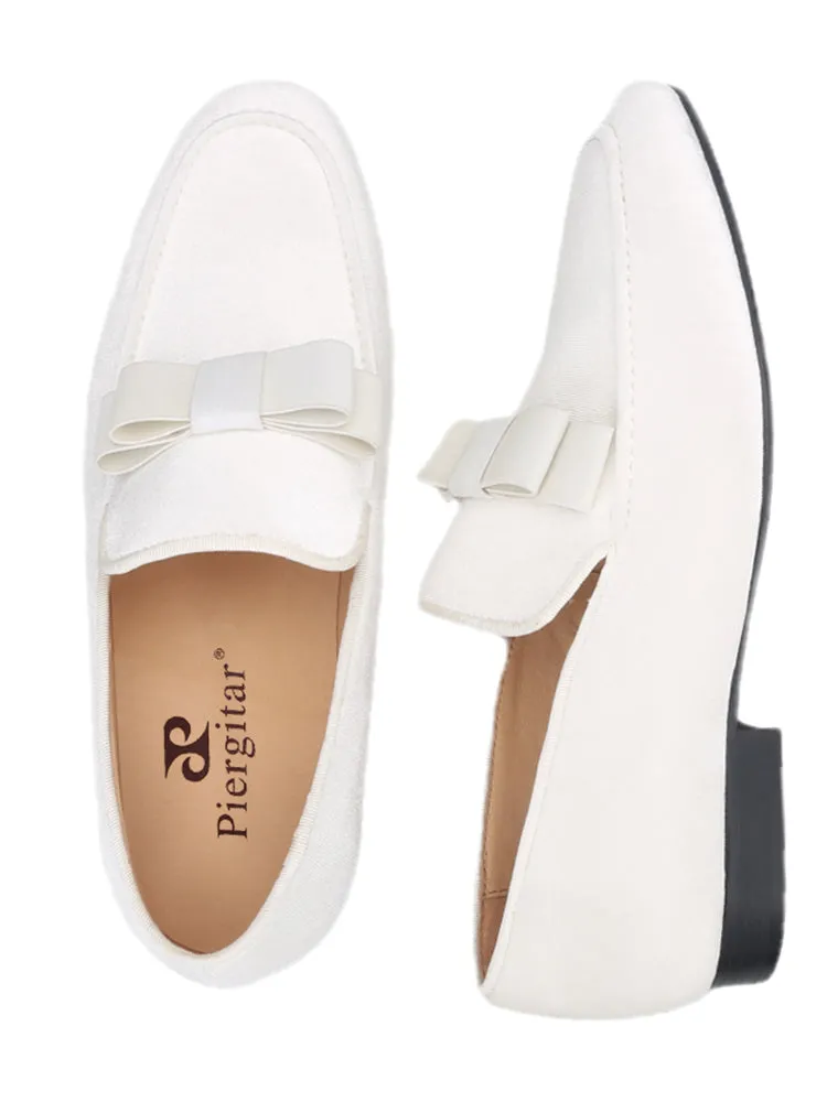 Exported to Europe and America, imported white velvet men's slip-on shoes with bow shape, yuppie loafers for men, large size