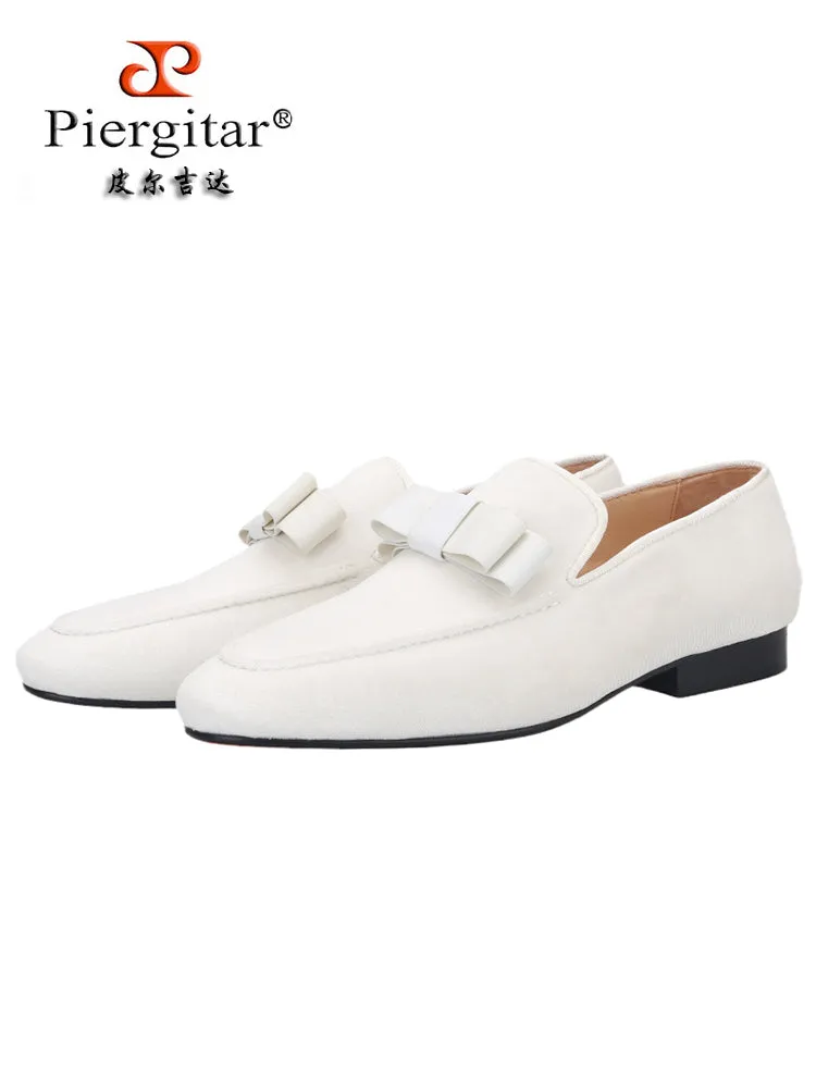 Exported to Europe and America, imported white velvet men's slip-on shoes with bow shape, yuppie loafers for men, large size