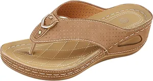 Flip Flops for Women Comfortable Wedge Shoes Dressy Orthopedic Walking Slides Summer Casual Thong Sandal Beach Vacation Slip On Slides with Arch Support