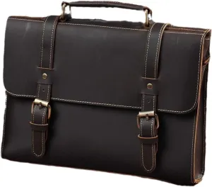 Genuine Leather Men's Briefcase 13'' Laptop Tote Business Shoulder Messenger Bag Casual Crossbody Hand Bag