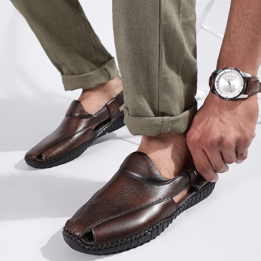 Healers Formal Tan Sandals For Men JPL-204 By Liberty