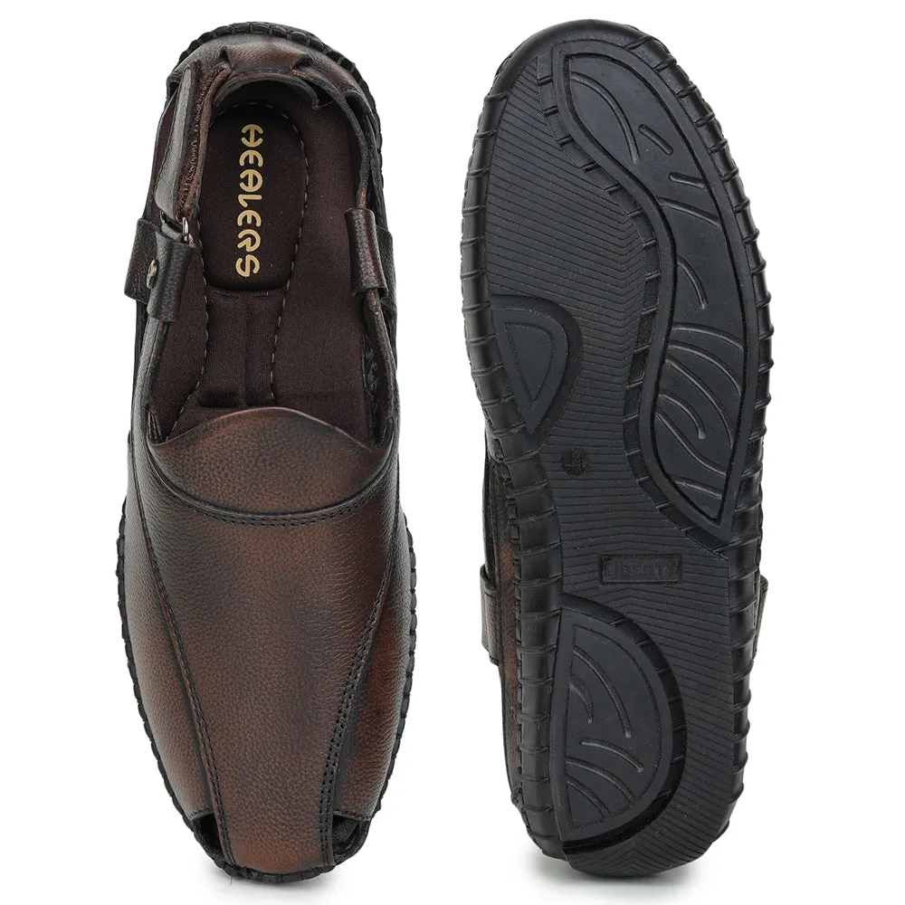 Healers Formal Tan Sandals For Men JPL-204 By Liberty