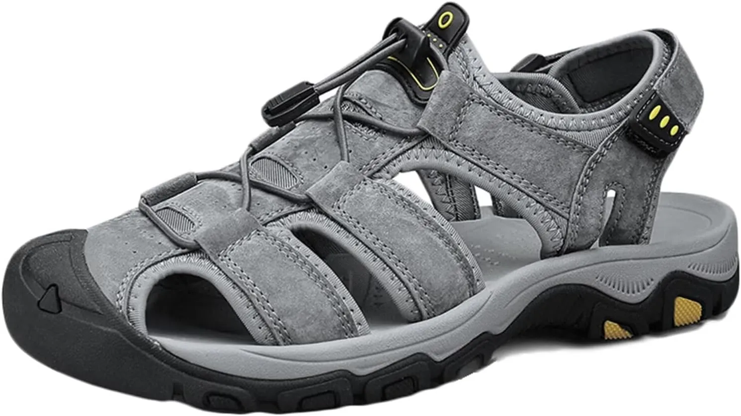 Hiking Sandals Outdoor Sports Summer Beach Fisherman Leather Sandals Men's Closed Toe Walking Sandals Casual Breathable Non-Slip Athletic Shoes