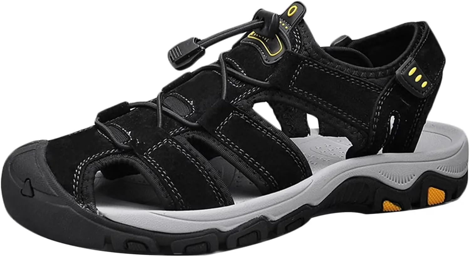 Hiking Sandals Outdoor Sports Summer Beach Fisherman Leather Sandals Men's Closed Toe Walking Sandals Casual Breathable Non-Slip Athletic Shoes