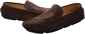 HOOENG Driving Moccasins Smoking Loafer for Men Genuine Leather Round Toe Leaf Embroidery Perforated Faux Fur Lined Option Soft Flat Heel Resistant Flexible (Color : Brown, Size : 8.5)