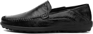 HOOENG Smoking Loafer for Men Stitching Details Simple Driving Loafers Moccasins Shoes Leather Flat Heel Resistant Flexible Anti-Slip Lightweight Driving (Color : Black, Size : 8)