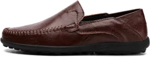 HOOENG Smoking Loafer for Men Stitching Details Simple Driving Loafers Moccasins Shoes Leather Flat Heel Resistant Flexible Anti-Slip Lightweight Driving (Color : Brown, Size : 8)