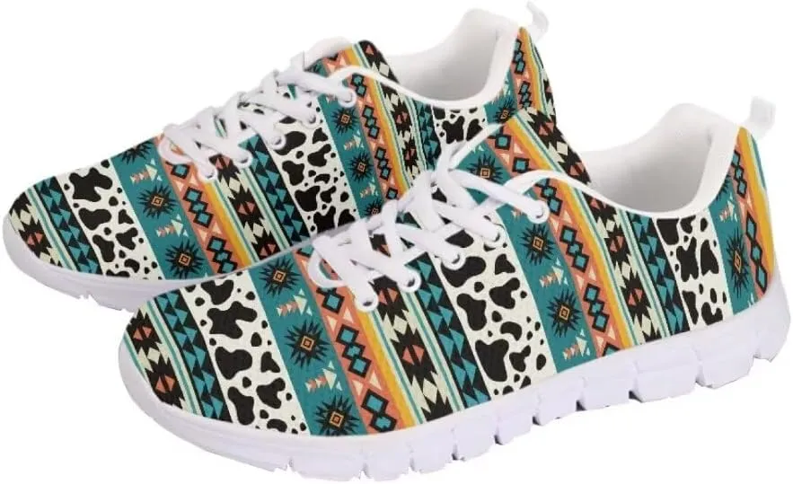 Jeiento Athletic Sneakers for WomenMen Ethnic Style Mesh Running Shoes Workout Sneakers Lace-up Tennis Shoes Non Slip Gym Sports Shoes