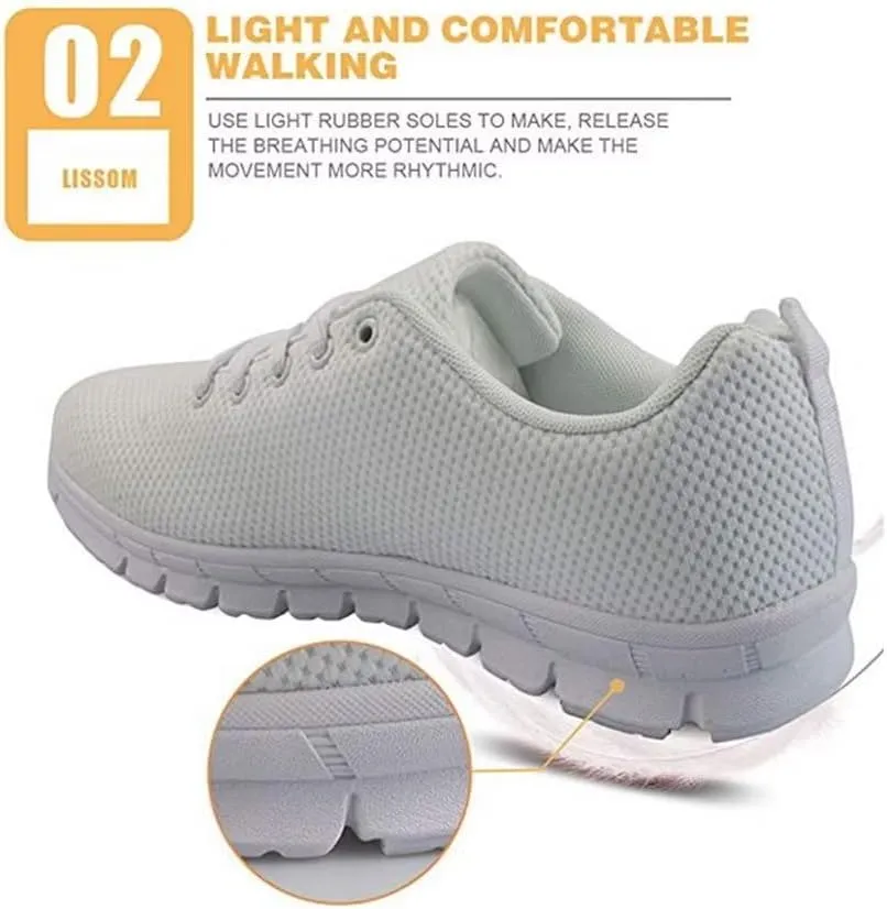 Jeiento Athletic Sneakers for WomenMen Ethnic Style Mesh Running Shoes Workout Sneakers Lace-up Tennis Shoes Non Slip Gym Sports Shoes