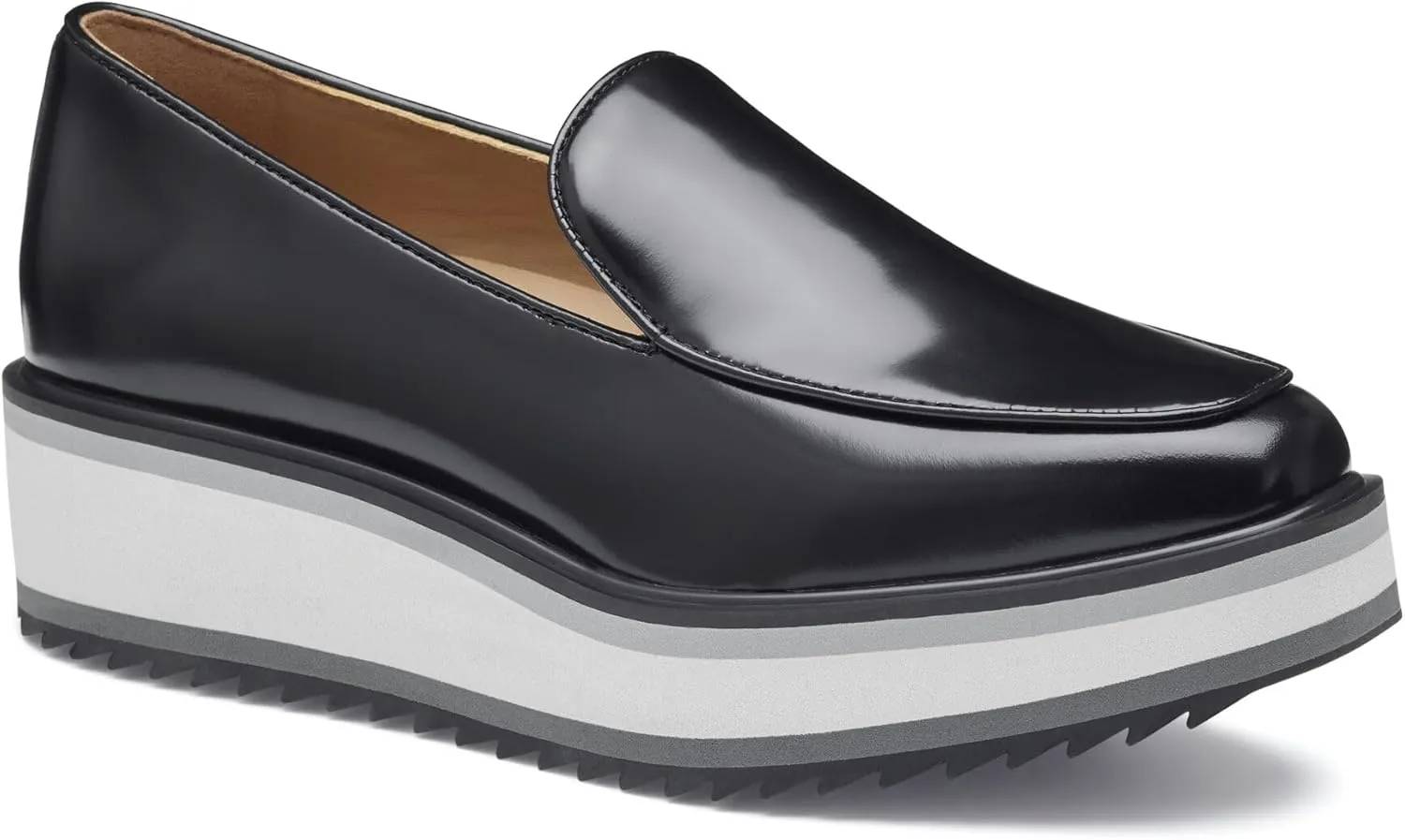 Johnston & Murphy Women??s Gracelyn Venetian Shoes, Leather Platform Shoes for Women, Slip On Platform Loafers