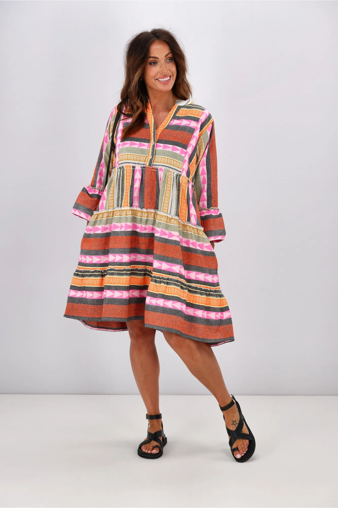 Joop & Gypsy Mediterranean Dress Orange Pink